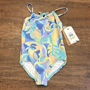 Billabong Girls One-Piece Swimsuit “Leisure Time” Tropical Palm Tree